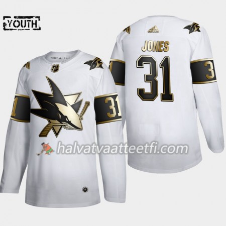 Lasten NHL San Jose Sharks Pelipaita Martin Jones 31 Adidas 2019-20 Golden Edition Valkoinen Authentic